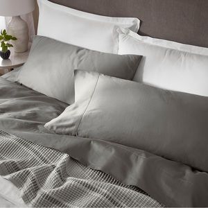 New NWT Boll & Branch Cal King Sheet Set Organic Cotton Charcoal Dark Gray Stone